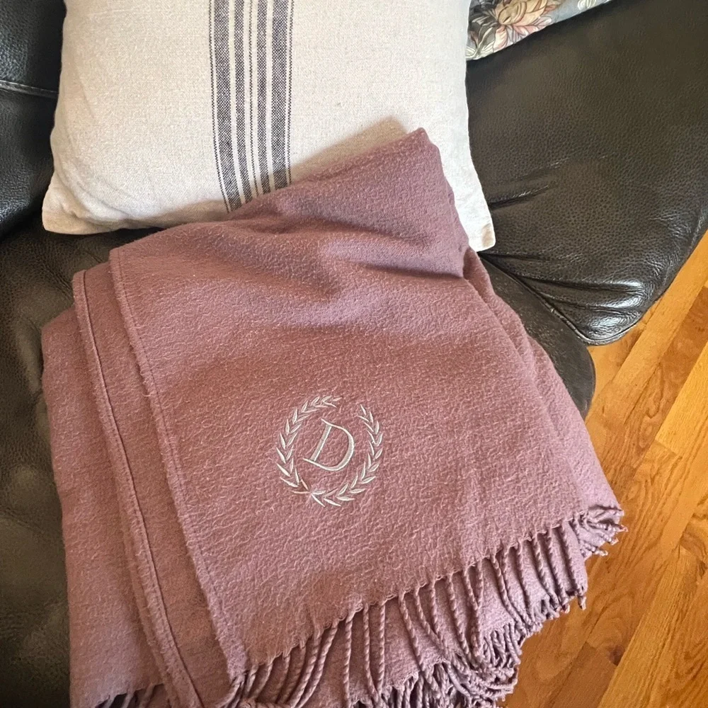 Pottery Barn Lavender Throw Blanket with D Monogram​